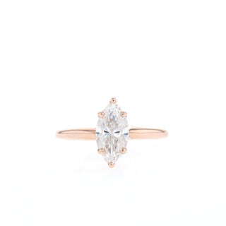 0.47-0.90 CT Marquise Cut Solitaire Moissanite Engagement Ring - Barbara Maison 