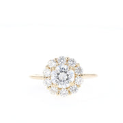 0.88 CT Round Cut Halo Moissanite Engagement Ring - Barbara Maison 
