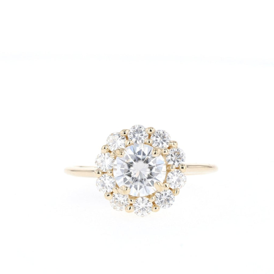 0.88 CT Round Cut Halo Moissanite Engagement Ring - Barbara Maison 