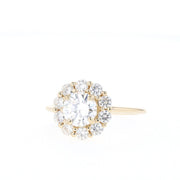 0.88 CT Round Cut Halo Moissanite Engagement Ring - Barbara Maison 