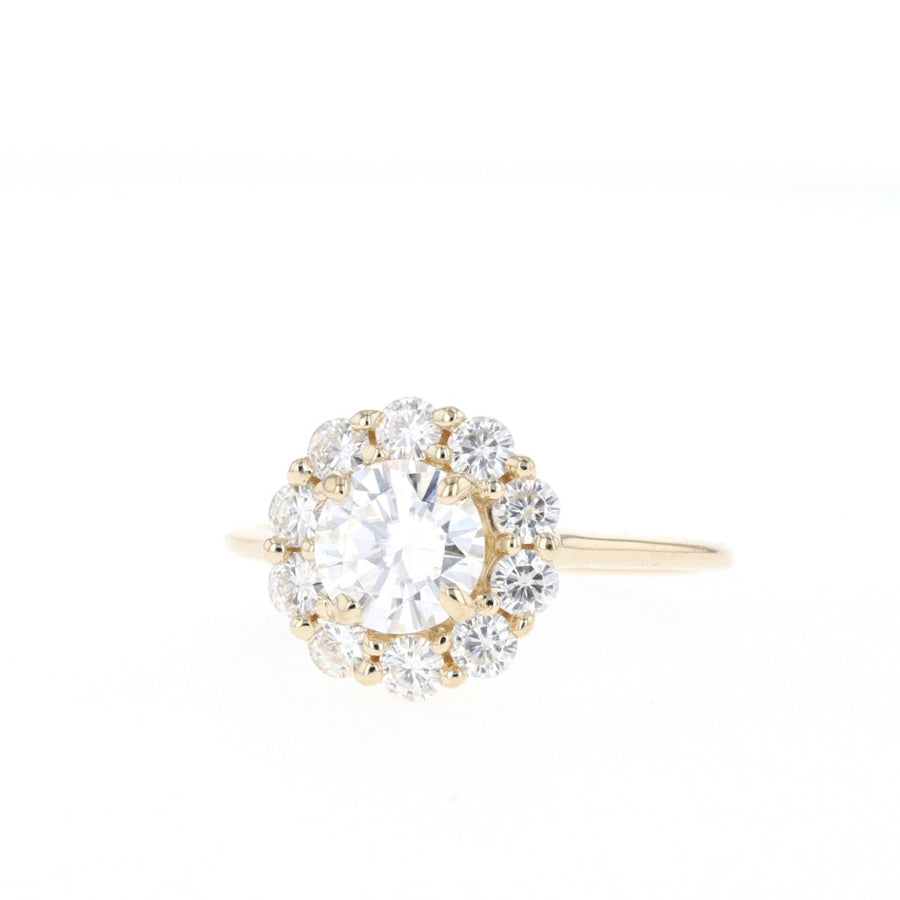 0.88 CT Round Cut Halo Moissanite Engagement Ring - Barbara Maison 