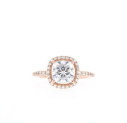 1.49 CT Cushion Cut Halo Moissanite Engagement Ring - Barbara Maison 
