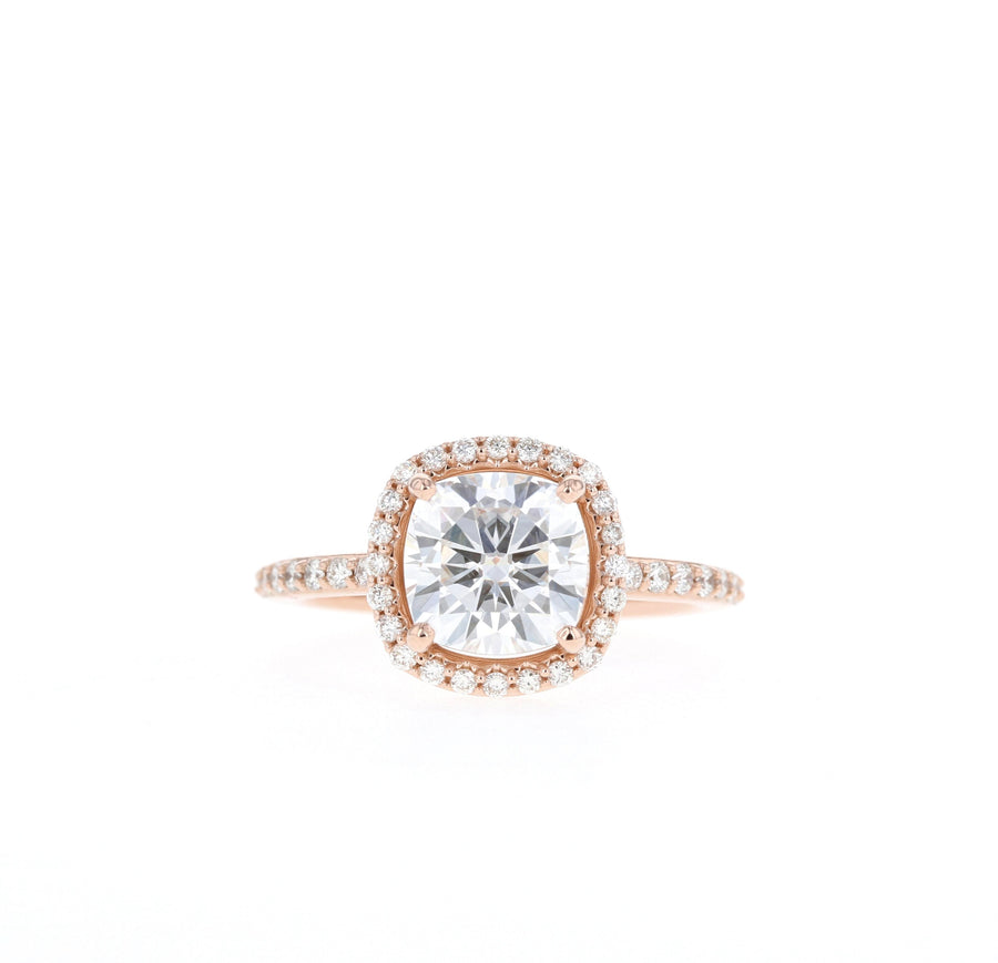 1.49 CT Cushion Cut Halo Moissanite Engagement Ring - Barbara Maison 