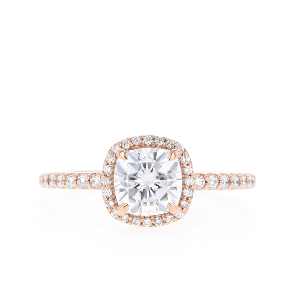 0.57-1.49 CT Cushion Halo Moissanite Engagement Ring - Barbara Maison 