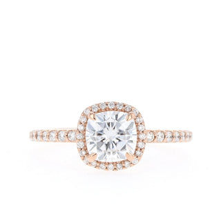 0.57-1.49 CT Cushion Halo Moissanite Engagement Ring - Barbara Maison 