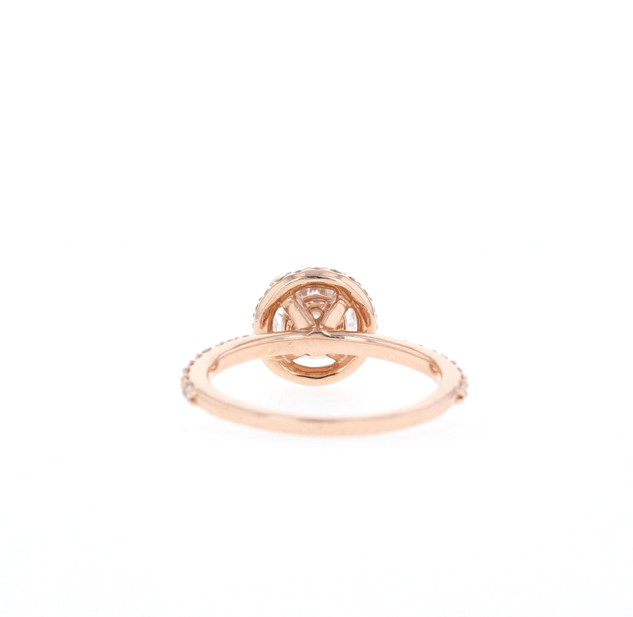0.88 CT Round Cut Halo & Pave Moissanite Engagement Ring - Barbara Maison 