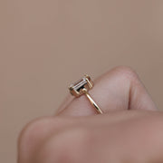 1.6 CT Emerald Cut Cluster Moissanite Engagement Ring. - Barbara Maison 