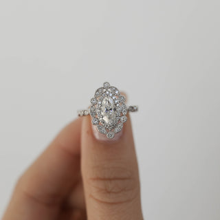 0.67 CT Marquise Cut Vintage Moissanite Engagement Ring - Barbara Maison 