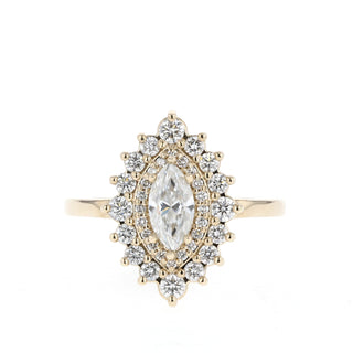 0.47 CT Marquise Double Halo Moissanite Engagement Ring - Barbara Maison 