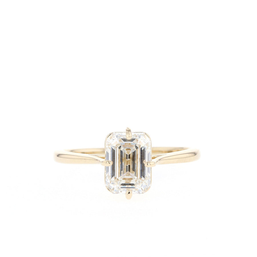 1.6 CT Emerald Cut Solitaire Moissanite Engagement Ring - Barbara Maison 