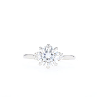 1.6 CT Round Cut 3 Stones Moissanite Engagement Ring - Barbara Maison 