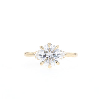 1.6 CT Round Cut 3 Stones Moissanite Engagement Ring - Barbara Maison 