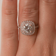 1.0 CT Round Cut Double Halo Moissanite Engagement Ring - Barbara Maison 