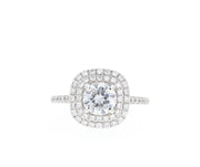 1.0 CT Round Cut Double Halo Moissanite Engagement Ring - Barbara Maison 