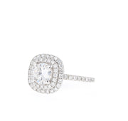 1.0 CT Round Cut Double Halo Moissanite Engagement Ring - Barbara Maison 