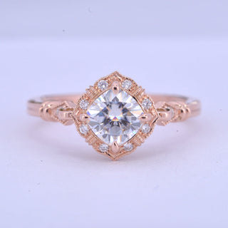 1.0 CT Round Cut Vintage Moissanite Engagement Ring - Barbara Maison 