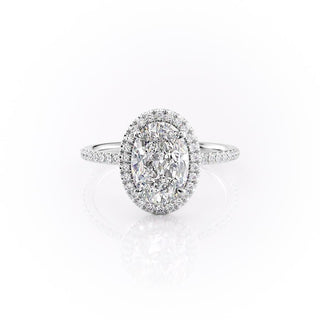 2.10 CT Oval Cut Halo Moissanite Engagement Ring - Barbara Maison 