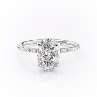 2.10 CT Oval Cut Solitaire & Pave Setting Moissanite Engagement Ring - Barbara Maison 