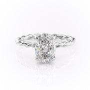 2.10 CT Oval Solitaire & Twisted Band Style Moissanite Engagement Ring - Barbara Maison 