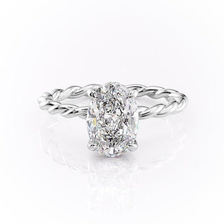 2.10 CT Oval Solitaire & Twisted Band Style Moissanite Engagement Ring - Barbara Maison 