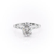 2.10 CT Oval Cut Pave Setting Moissanite Engagement Ring - Barbara Maison 