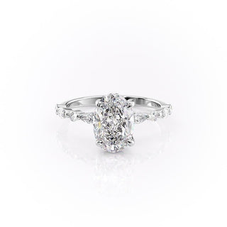 2.10 CT Oval Cut Pave Setting Moissanite Engagement Ring - Barbara Maison 