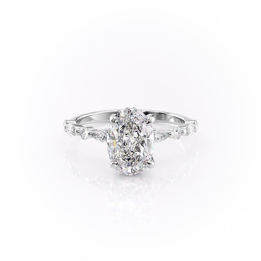 2.10 CT Oval Cut Pave Setting Moissanite Engagement Ring - Barbara Maison 