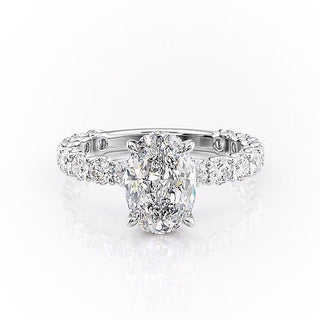 2.10 CT Oval Cut Solitaire Pave Setting Moissanite Engagement Ring - Barbara Maison 