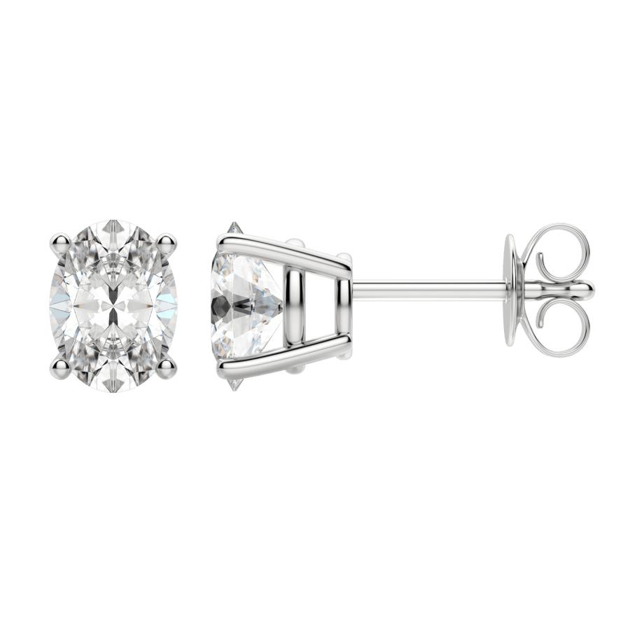 0.50 CT-2.0 CT Oval Solitaire CVD F/VS Diamond Earrings - Barbara Maison 