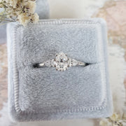 0.40 CT Oval Three Stones CVD F/VS1 Diamond Engagement Ring - Barbara Maison 