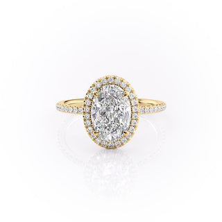 2.10 Oval Cut Halo Style Moissanite Engagement Ring - Barbara Maison 