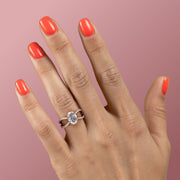 1.91 Oval Cut Solitaire Unique Pave Setting Moissanite Engagement Ring - Barbara Maison 