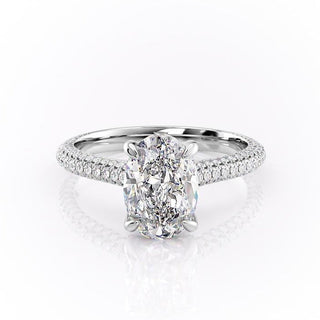 1.91 CT Oval Cut Solitaire Triple Pave Setting Moissanite Engagement Ring - Barbara Maison 