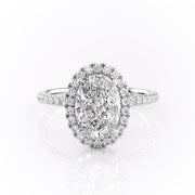 2.10 CT Oval Cut Halo Pave Setting Moissanite Engagement Ring - Barbara Maison 