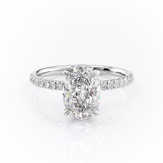 2.10 CT Oval Cut Solitaire Pave Setting Moissanite Engagement Ring - Barbara Maison 