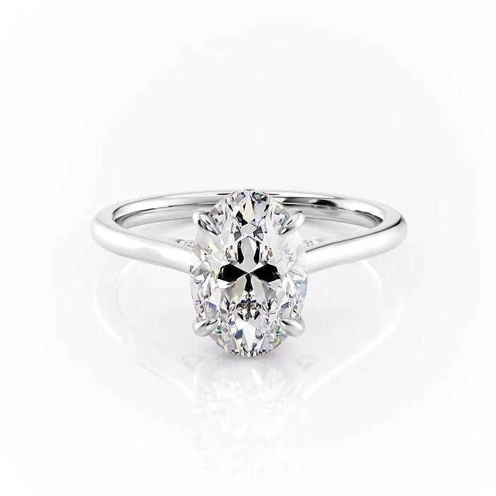 2.10 Oval Cut Solitaire Style Moissanite Engagement Ring - Barbara Maison 