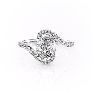 1.91 Oval Cut Solitaire Bypass Setting Moissanite Engagement Ring - Barbara Maison 