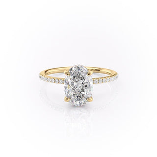 2.10 CT Oval Cut Solitaire & Pave Setting Moissanite Engagement Ring - Barbara Maison 