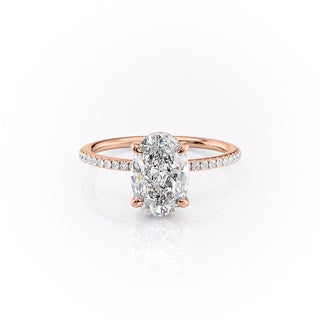 2.10 CT Oval Cut Solitaire & Pave Setting Moissanite Engagement Ring - Barbara Maison 