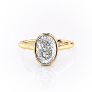 2.10 CT Oval Cut Bezel Solitaire Moissanite Engagement Ring - Barbara Maison 
