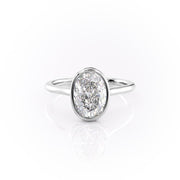 2.10 CT Oval Cut Bezel Solitaire Moissanite Engagement Ring - Barbara Maison 