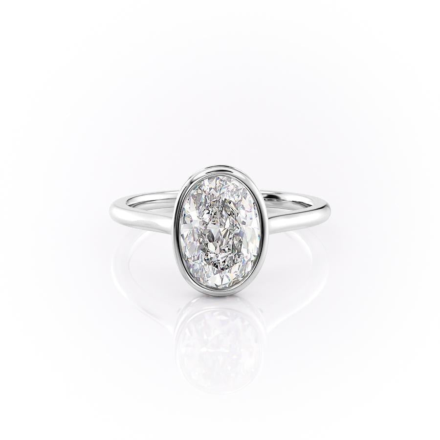 2.10 CT Oval Cut Bezel Solitaire Moissanite Engagement Ring - Barbara Maison 