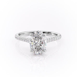 2.72 CT Oval Cut Pave Setting Moissanite Engagement Ring - Barbara Maison 