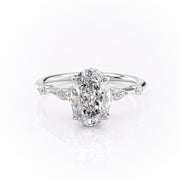 2.10 CT Oval Cut Hidden Halo Dainty Style Moissanite Engagement Ring - Barbara Maison 