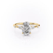 2.10 CT Oval Cut Hidden Halo Dainty Style Moissanite Engagement Ring - Barbara Maison 