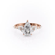 2.0 CT Pear Cut Cluster Moissanite Engagement Ring - Barbara Maison 