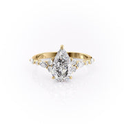 2.0 CT Pear Cut Cluster Moissanite Engagement Ring - Barbara Maison 