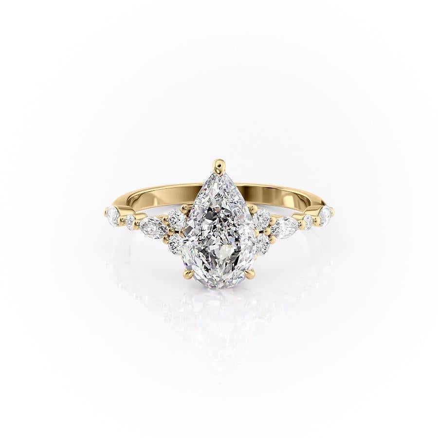 2.0 CT Pear Cut Cluster Moissanite Engagement Ring - Barbara Maison 
