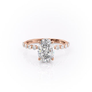 2.10 CT Oval Cut Solitaire Pave Setting Moissanite Engagement Ring - Barbara Maison 