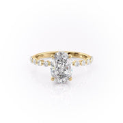 2.10 CT Oval Cut Solitaire Pave Setting Moissanite Engagement Ring - Barbara Maison 